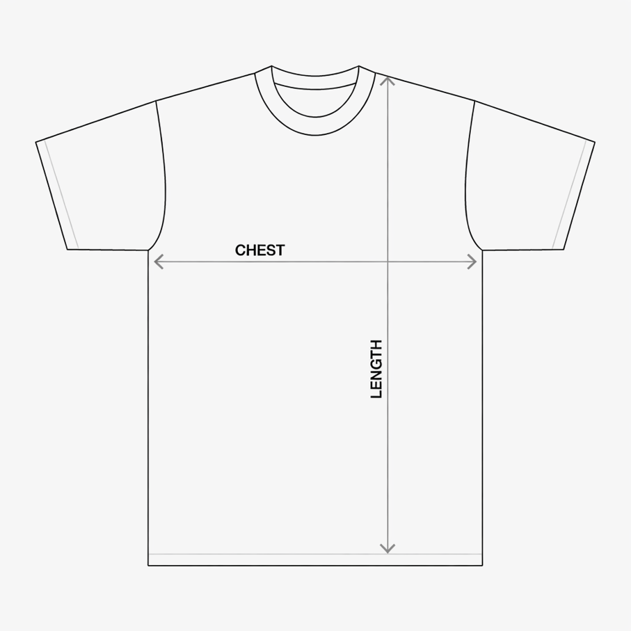 T-shirt chest and length measurement guide